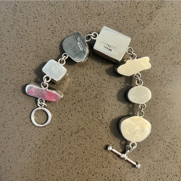 Echo of the Dreamer Sterling Silver Pearl Quarts Link Toggle Bracelet - Picture 6 of 7